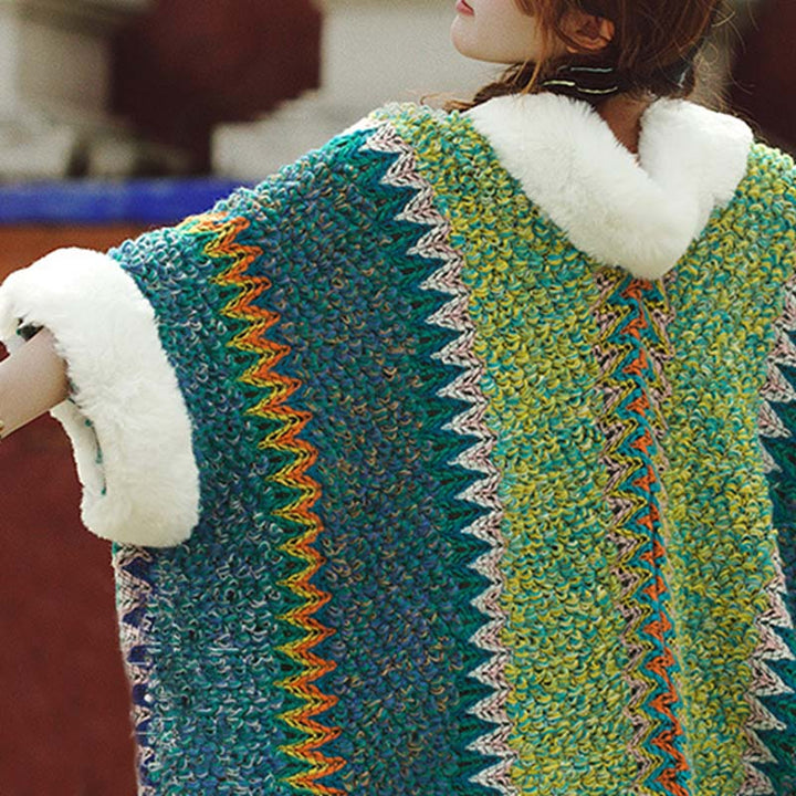 Écharpe de voyage confortable d'hiver à rayures multicolores tibétaines avec Buddha Stones