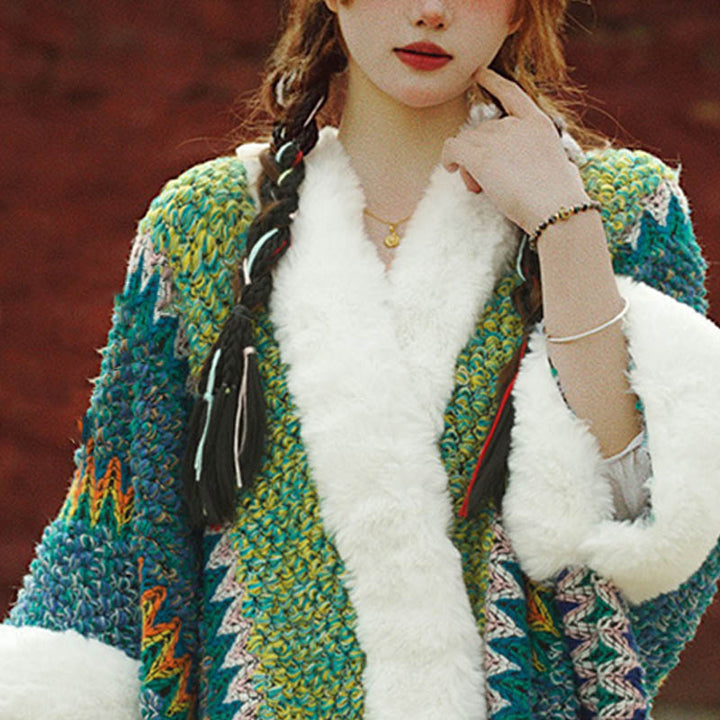 Écharpe de voyage confortable d'hiver à rayures multicolores tibétaines avec Buddha Stones - image 25