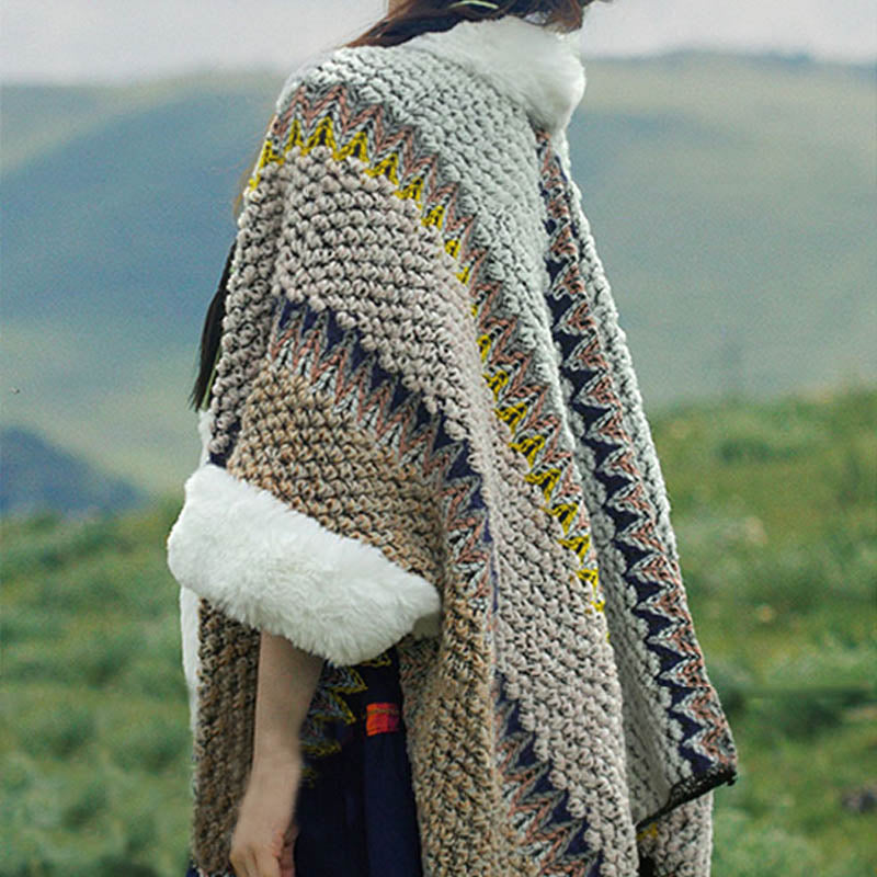 Écharpe de voyage confortable d'hiver à rayures multicolores tibétaines avec Buddha Stones - image 59