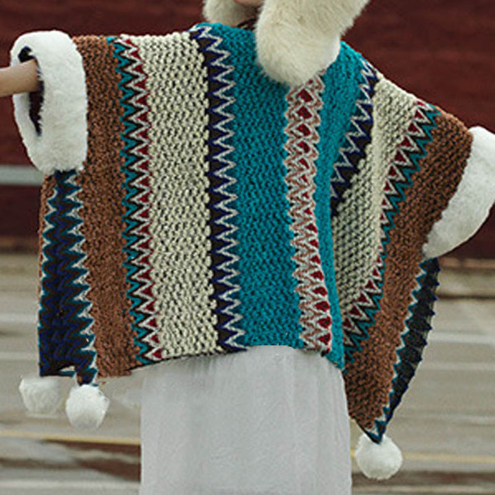 Écharpe de voyage confortable d'hiver à rayures multicolores tibétaines avec Buddha Stones
