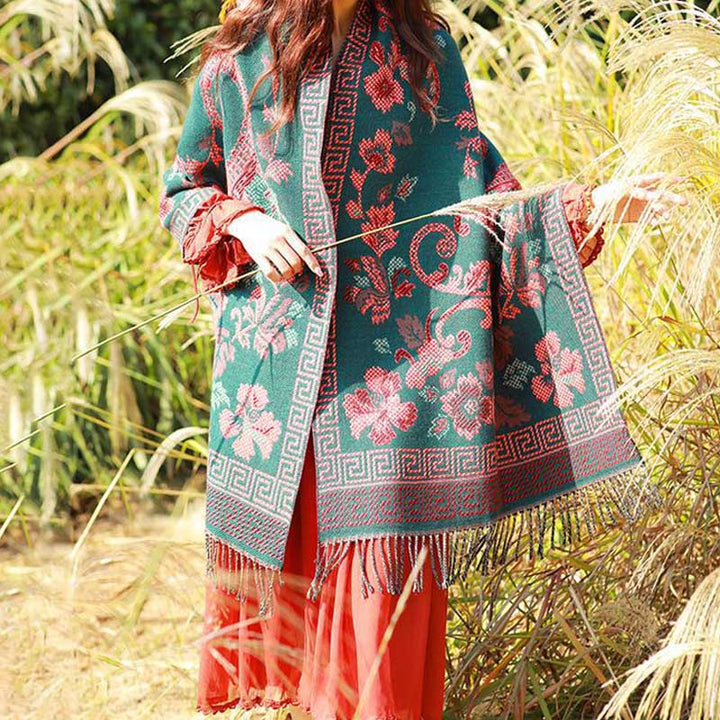 Écharpe de voyage confortable avec motif de fleurs et feuilles tibétaines et Buddha Stones - image 7