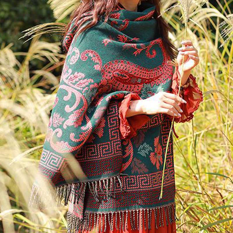 Écharpe de voyage confortable avec motif de fleurs et feuilles tibétaines et Buddha Stones - image 3