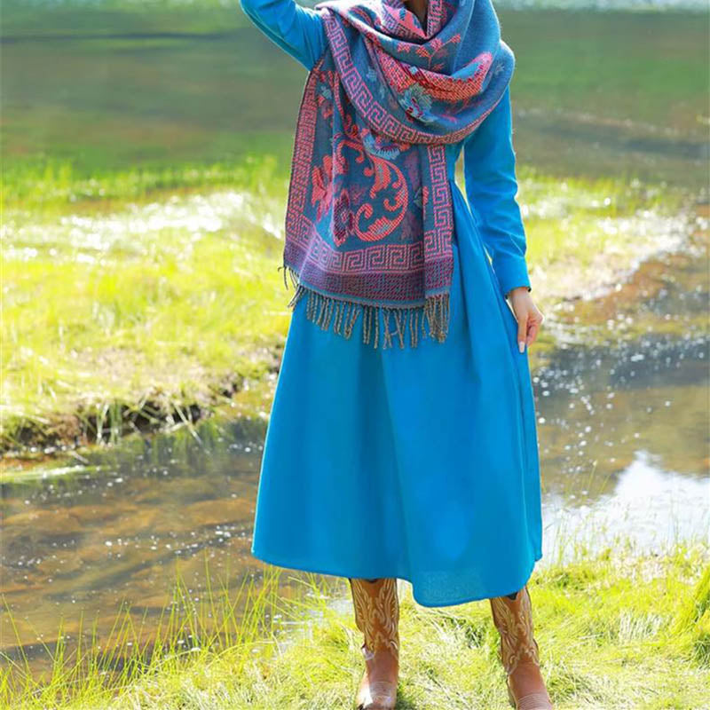 Écharpe de voyage confortable avec motif de fleurs et feuilles tibétaines et Buddha Stones - image 16