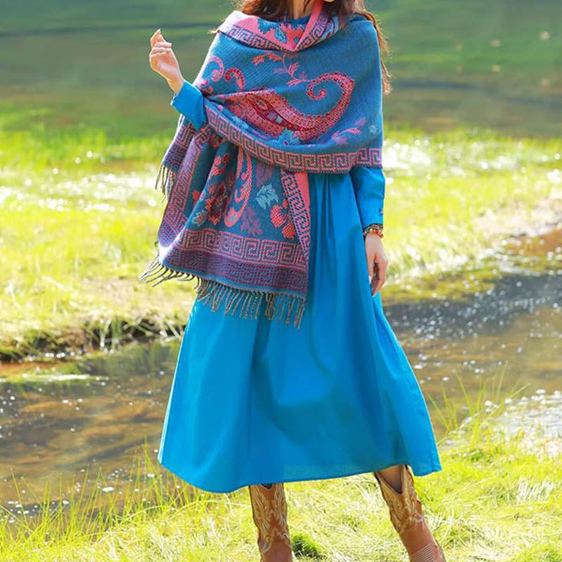 Écharpe de voyage confortable avec motif de fleurs et feuilles tibétaines et Buddha Stones - image 15