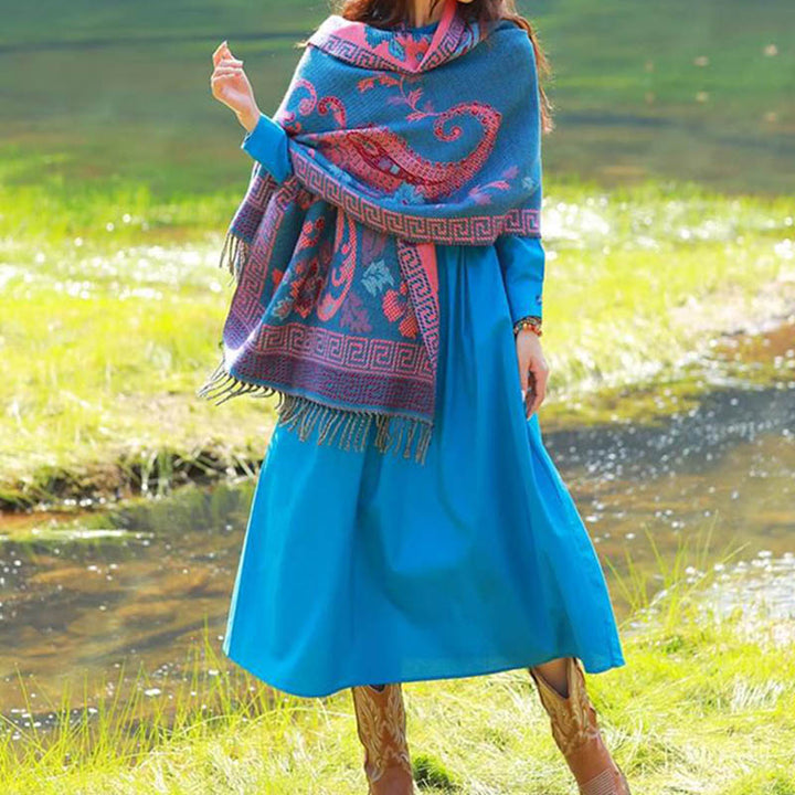 Écharpe de voyage confortable avec motif de fleurs et feuilles tibétaines et Buddha Stones - image 15