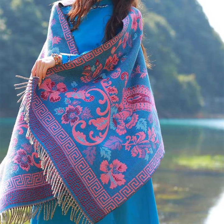 Écharpe de voyage confortable avec motif de fleurs et feuilles tibétaines et Buddha Stones - image 13