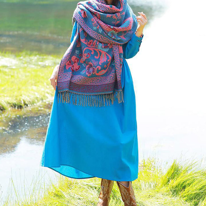 Écharpe de voyage confortable avec motif de fleurs et feuilles tibétaines et Buddha Stones - image 18