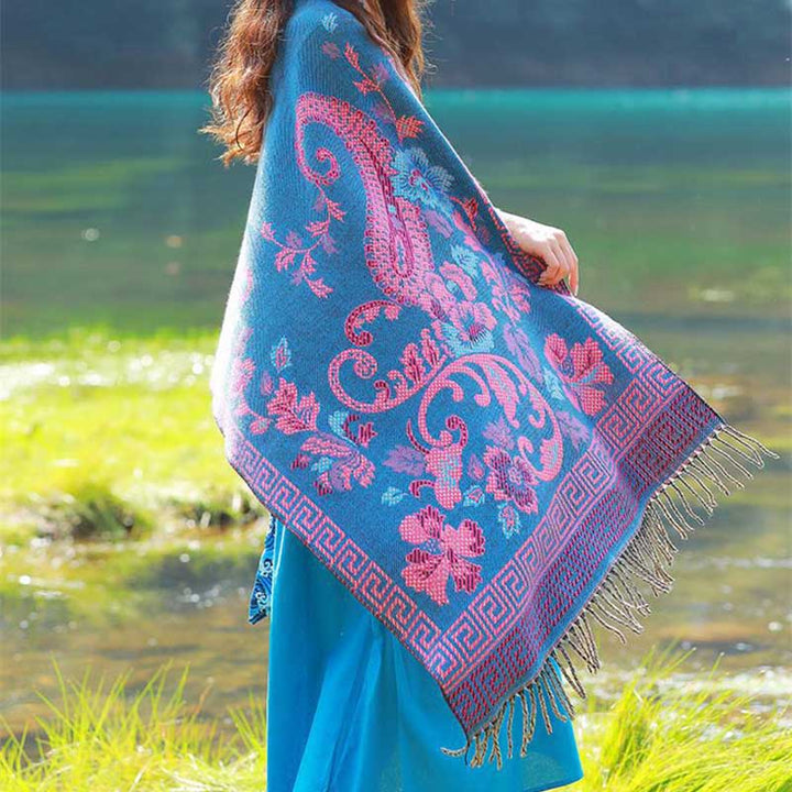 Écharpe de voyage confortable avec motif de fleurs et feuilles tibétaines et Buddha Stones - image 12