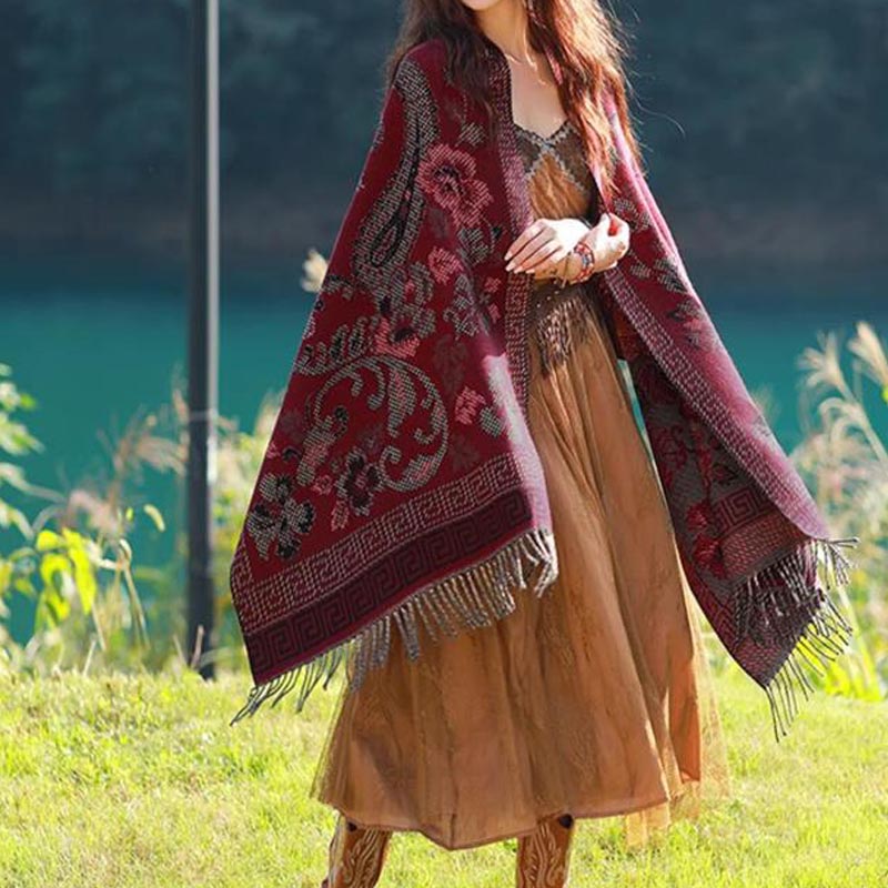 Écharpe de voyage confortable avec motif de fleurs et feuilles tibétaines et Buddha Stones - image 27