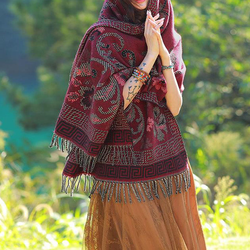 Écharpe de voyage confortable avec motif de fleurs et feuilles tibétaines et Buddha Stones - image 23