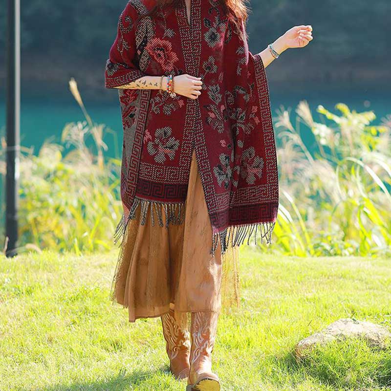 Écharpe de voyage confortable avec motif de fleurs et feuilles tibétaines et Buddha Stones - image 25