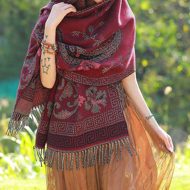 Écharpe de voyage confortable avec motif de fleurs et feuilles tibétaines et Buddha Stones - image 24