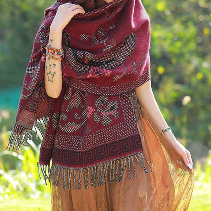 Écharpe de voyage confortable avec motif de fleurs et feuilles tibétaines et Buddha Stones - image 24