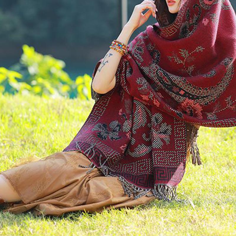 Écharpe de voyage confortable avec motif de fleurs et feuilles tibétaines et Buddha Stones - image 29