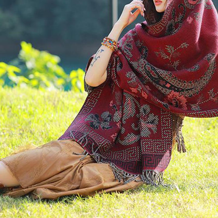 Écharpe de voyage confortable avec motif de fleurs et feuilles tibétaines et Buddha Stones - image 29