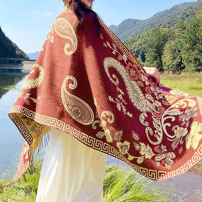 Écharpe de voyage confortable avec motif de fleurs et feuilles tibétaines et Buddha Stones - image 32