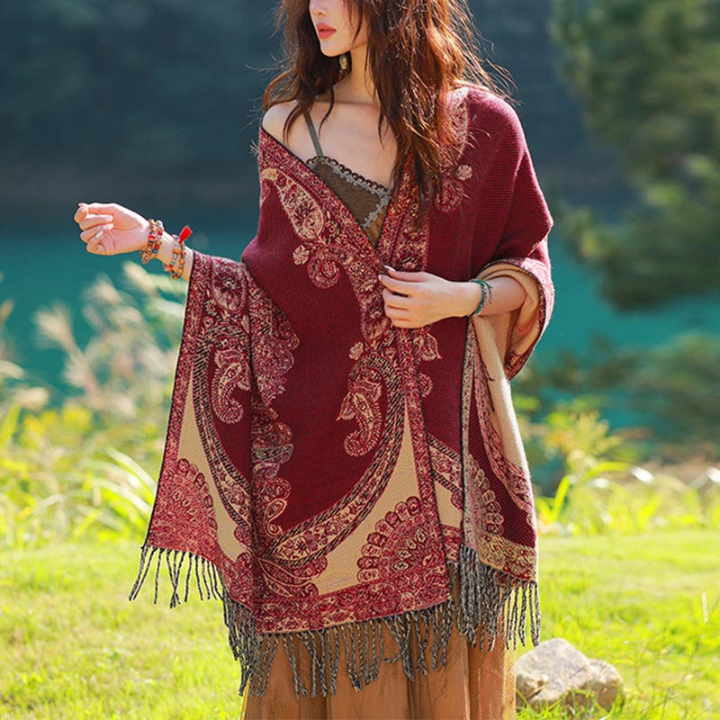 Écharpe de voyage confortable avec motif de Buddha Stones - Beige rouge - image 0