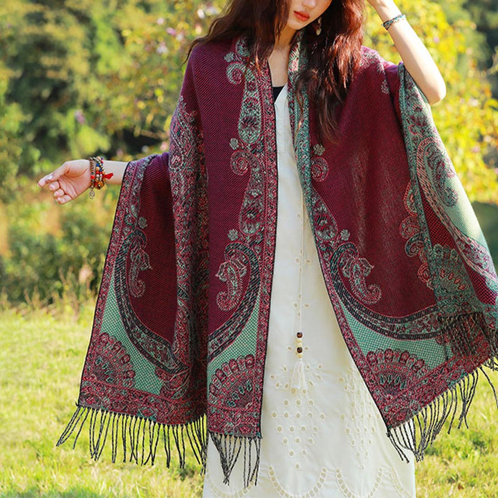 Écharpe de voyage confortable avec motif de Buddha Stones - Rouge Vert - image 13