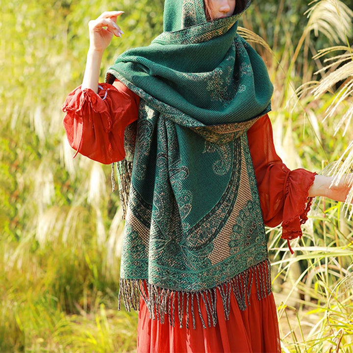 Écharpe de voyage confortable avec motif de Buddha Stones - Vert foncé - image 31