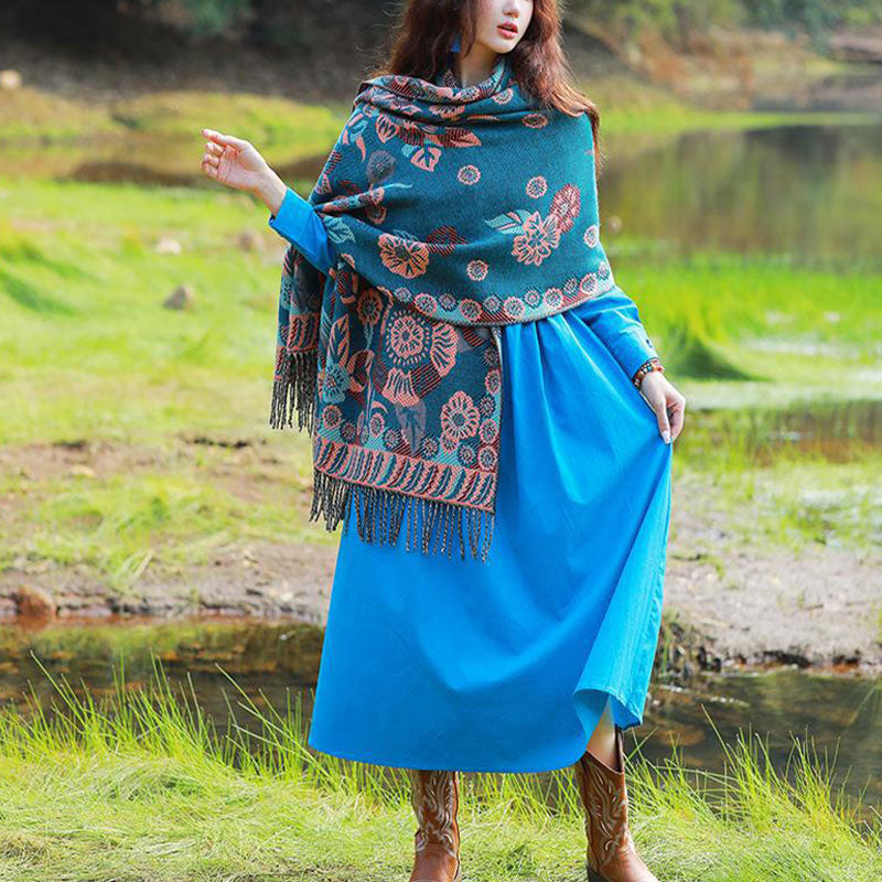 Écharpe de voyage confortable avec motif de fleurs et feuilles tibétaines et Buddha Stones - image 9