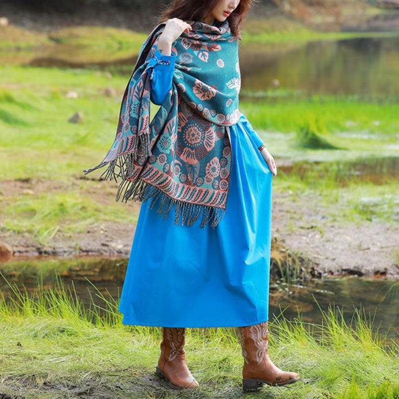 Écharpe de voyage confortable avec motif de fleurs et feuilles tibétaines et Buddha Stones - image 7