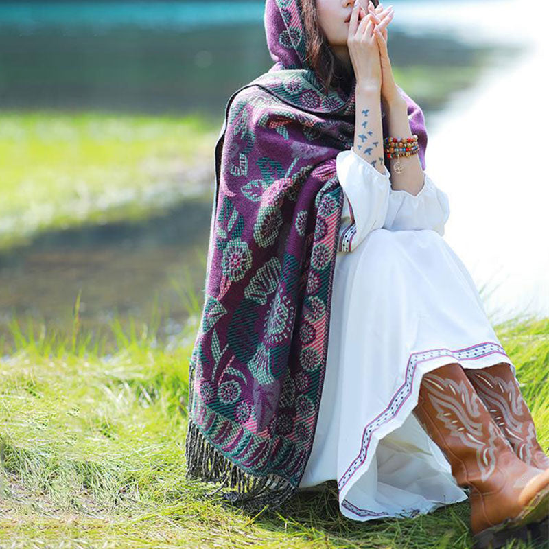 Écharpe de voyage confortable avec motif de fleurs et feuilles tibétaines et Buddha Stones - image 19