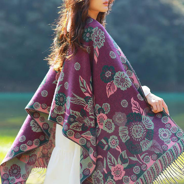 Écharpe de voyage confortable avec motif de fleurs et feuilles tibétaines et Buddha Stones - image 12