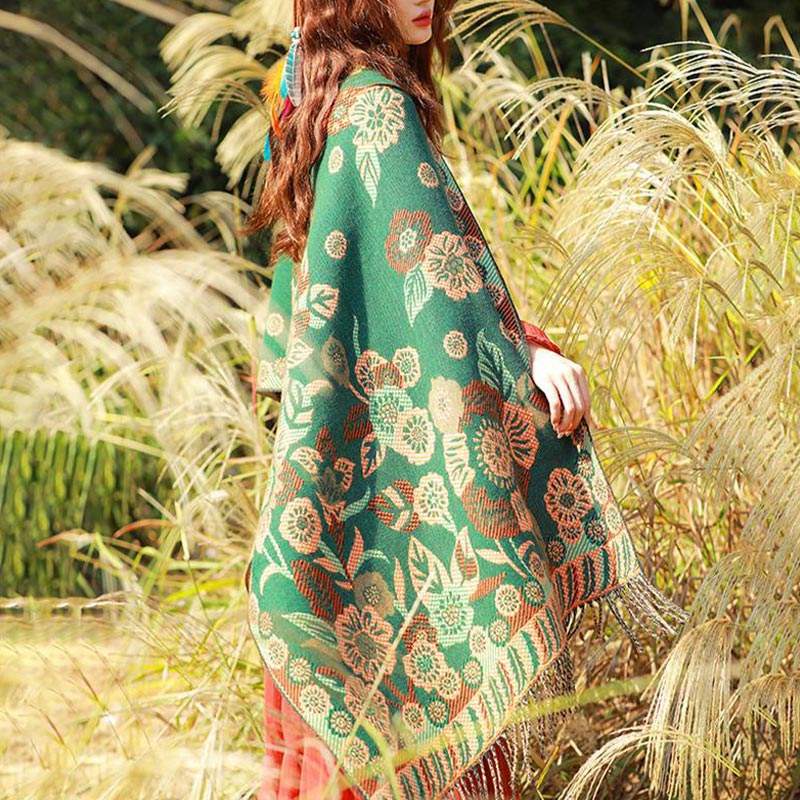 Écharpe de voyage confortable avec motif de fleurs et feuilles tibétaines et Buddha Stones - image 24