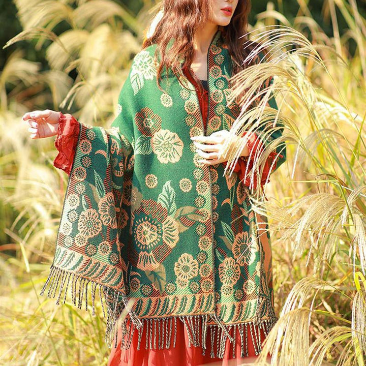 Écharpe de voyage confortable avec motif de fleurs et feuilles tibétaines et Buddha Stones - image 27