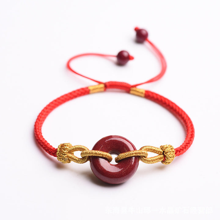 Bracelet tressé à la main en cinabre avec boucle de paix et concentration de Buddha Stones