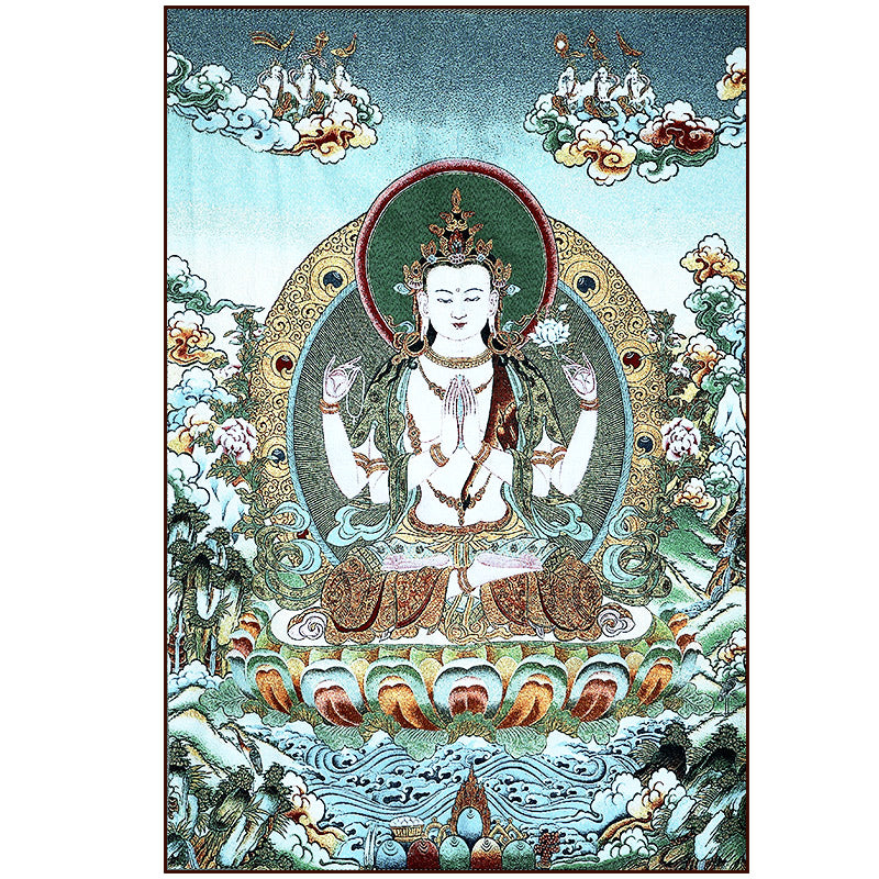 Tapisserie murale tibétaine en Buddha Stones, broderie blanche, Tara Thangka, art mural, méditation, décoration intérieure - image 13