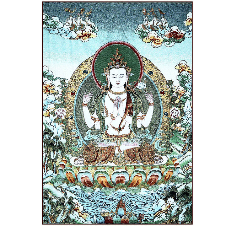 Tapisserie murale tibétaine en Buddha Stones, broderie blanche, Tara Thangka, art mural, méditation, décoration intérieure - image 13