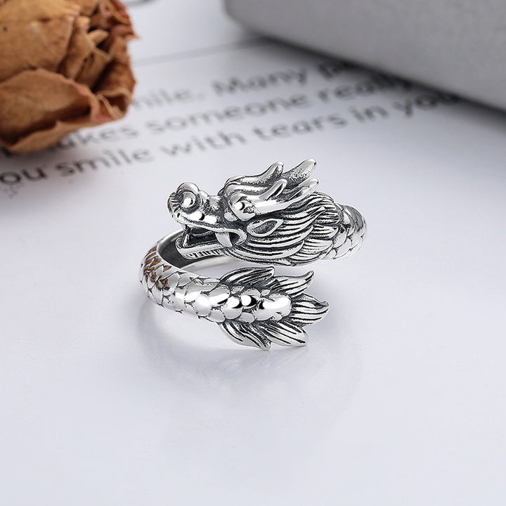 Bague ajustable en métal Buddha Stones en argent sterling 925 Année du Dragon Chance Force - image 3