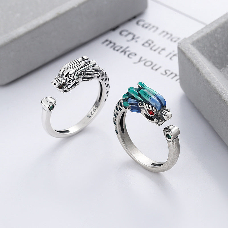 Bague ajustable en métal avec protection de la chance et argent sterling 925 de Buddha Stones Année du Dragon - image 1