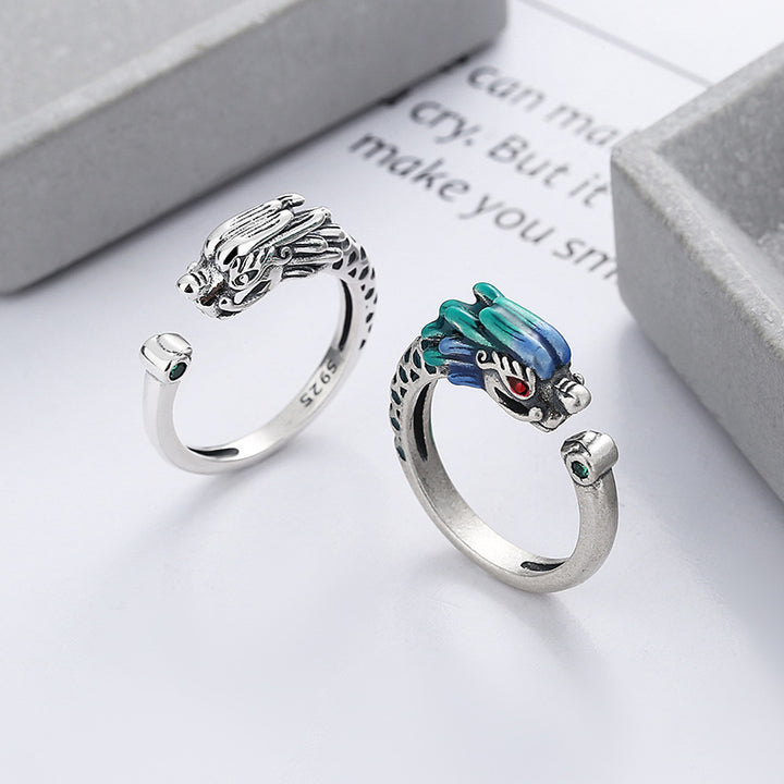 Bague ajustable en métal avec protection de la chance et argent sterling 925 de Buddha Stones Année du Dragon - image 1
