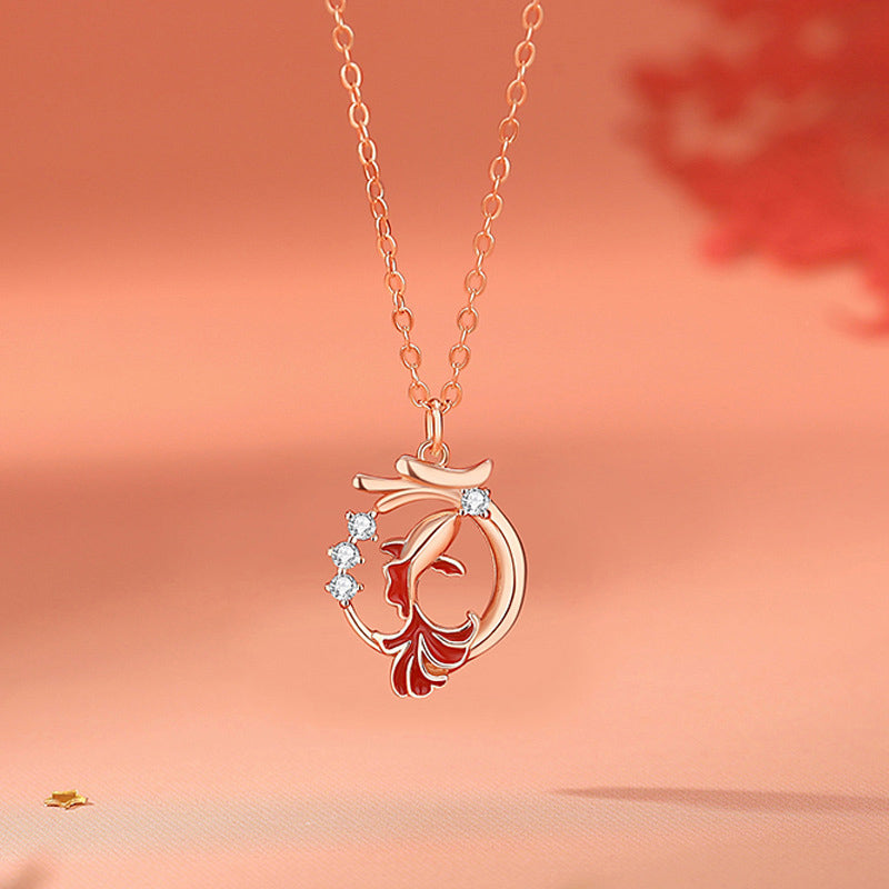 Collier pendentif porte-bonheur en argent sterling 925 Buddha Stones et poisson Koi de l'année du dragon