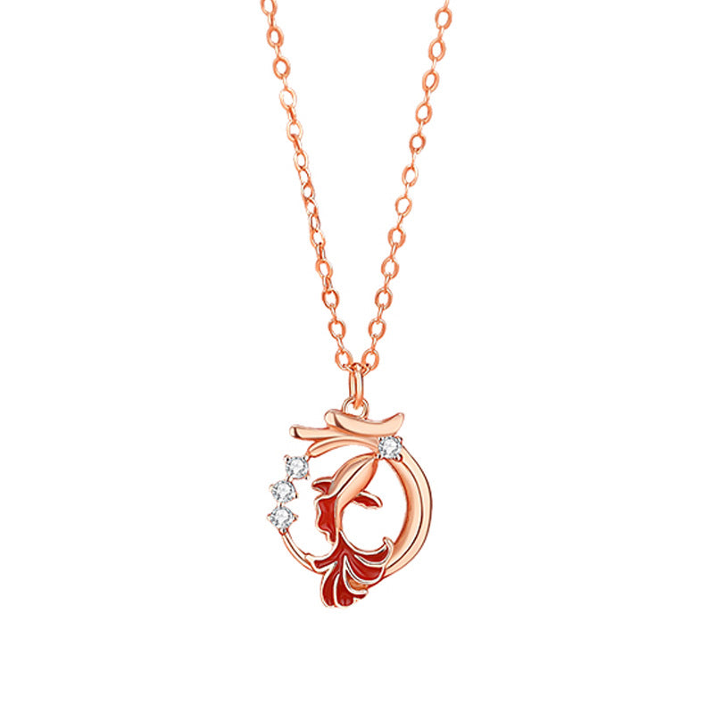 Collier pendentif porte-bonheur en argent sterling 925 Buddha Stones et poisson Koi de l'année du dragon