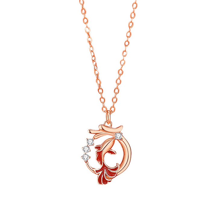 Collier pendentif porte-bonheur en argent sterling 925 Buddha Stones et poisson Koi de l'année du dragon