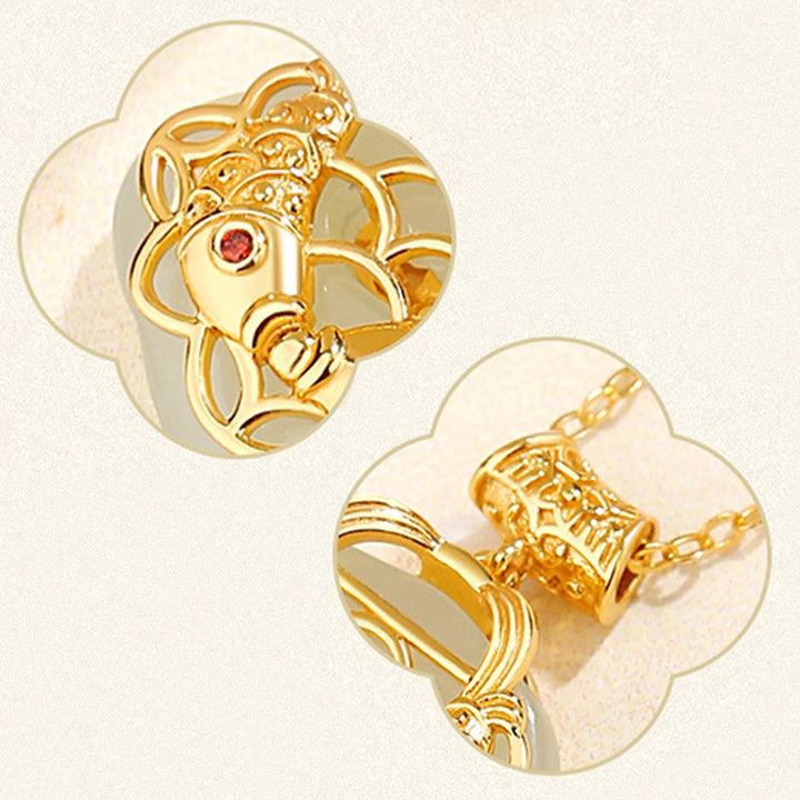 Collier pendentif en argent sterling 925 Buddha Stones en jade naturel Hetian Koi Fish Wealth