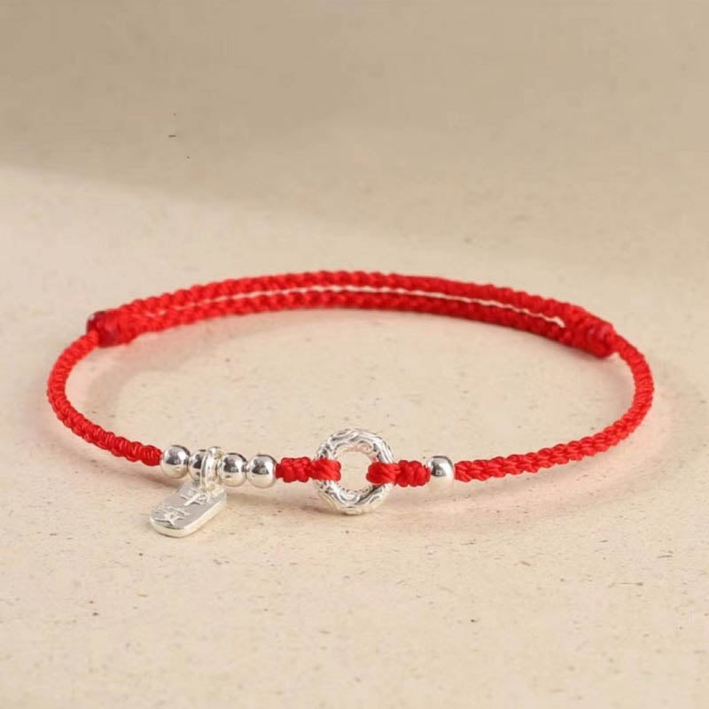 Bracelet de cheville en argent sterling 925 Buddha Stones et nuages de bon augure