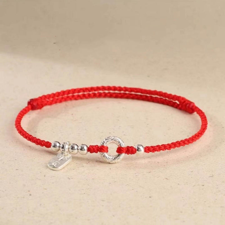Bracelet de cheville en argent sterling 925 Buddha Stones et nuages de bon augure