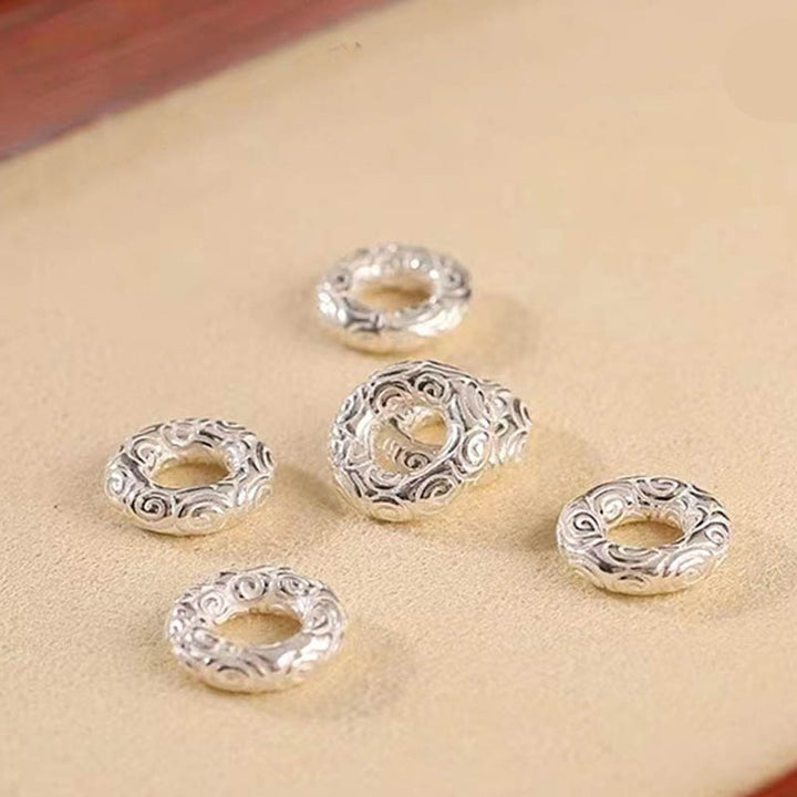 Bracelet de cheville en argent sterling 925 Buddha Stones et nuages de bon augure