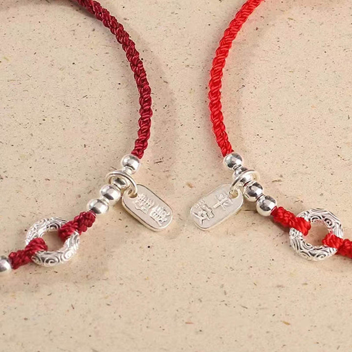 Bracelet de cheville en argent sterling 925 Buddha Stones et nuages de bon augure