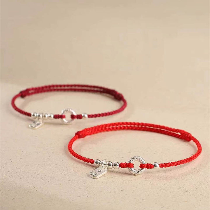 Bracelet de cheville en argent sterling 925 Buddha Stones et nuages de bon augure