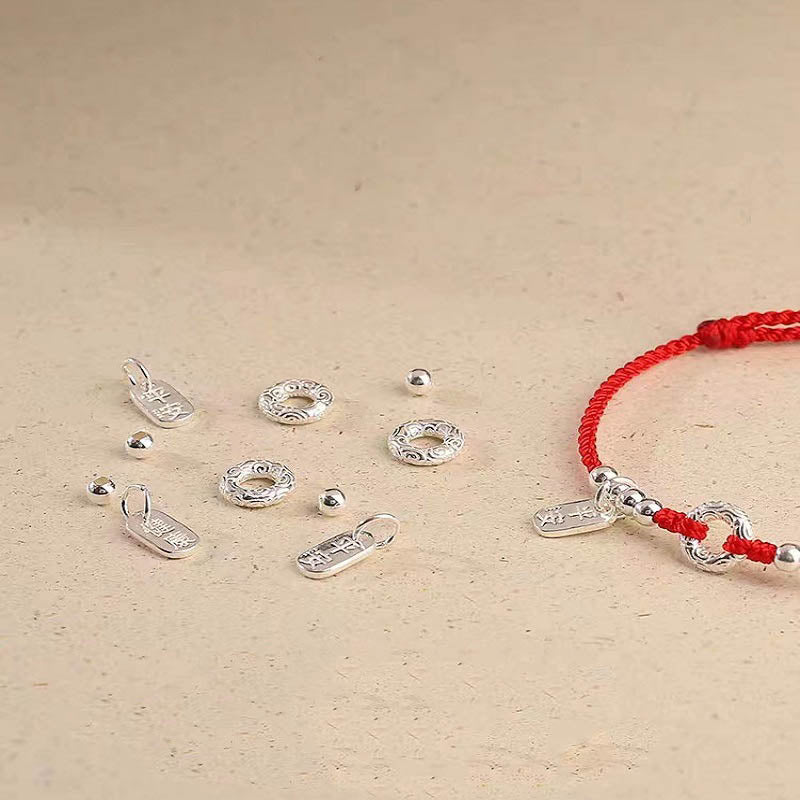 Bracelet de cheville en argent sterling 925 Buddha Stones et nuages de bon augure