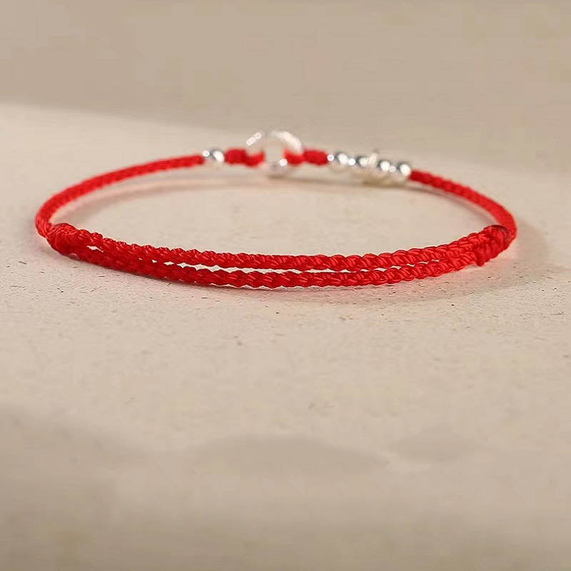 Bracelet de cheville en argent sterling 925 Buddha Stones et nuages de bon augure