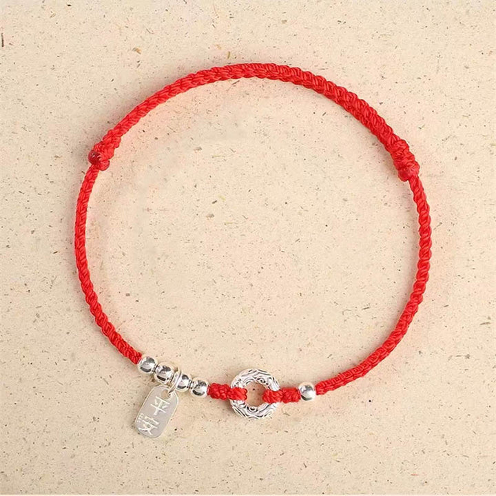Bracelet de cheville en argent sterling 925 Buddha Stones et nuages de bon augure