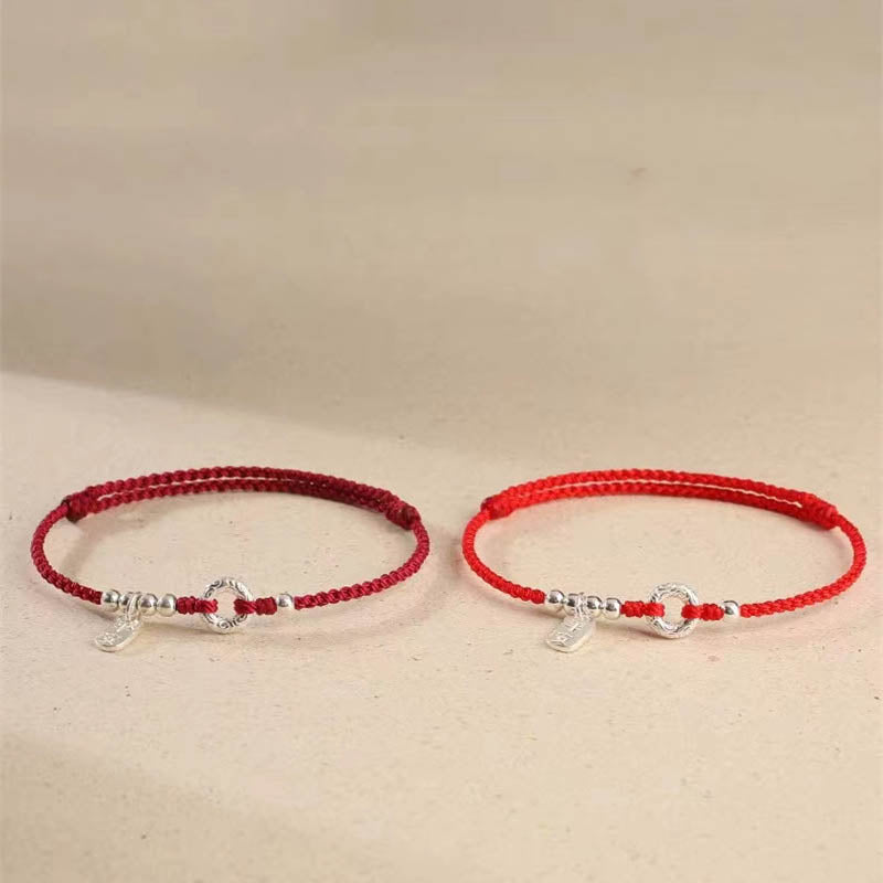 Bracelet de cheville en argent sterling 925 Buddha Stones et nuages de bon augure