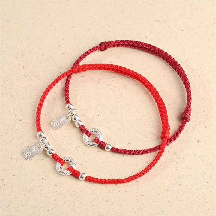 Bracelet de cheville en argent sterling 925 Buddha Stones et nuages de bon augure