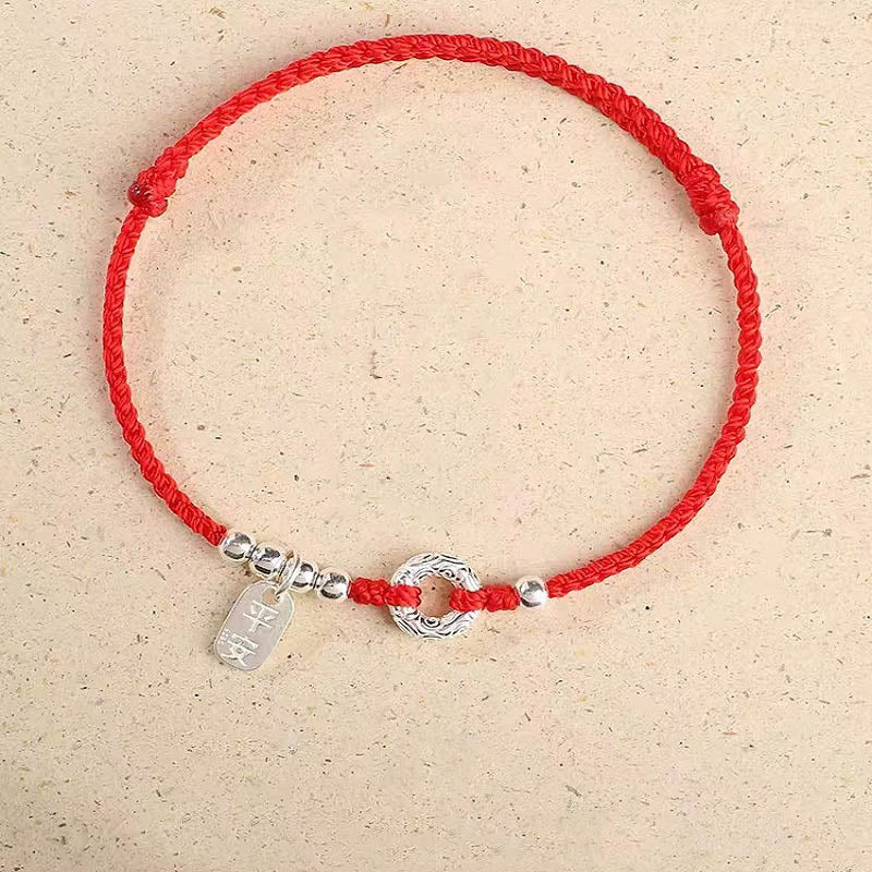 Bracelet de cheville en argent sterling 925 Buddha Stones et nuages de bon augure